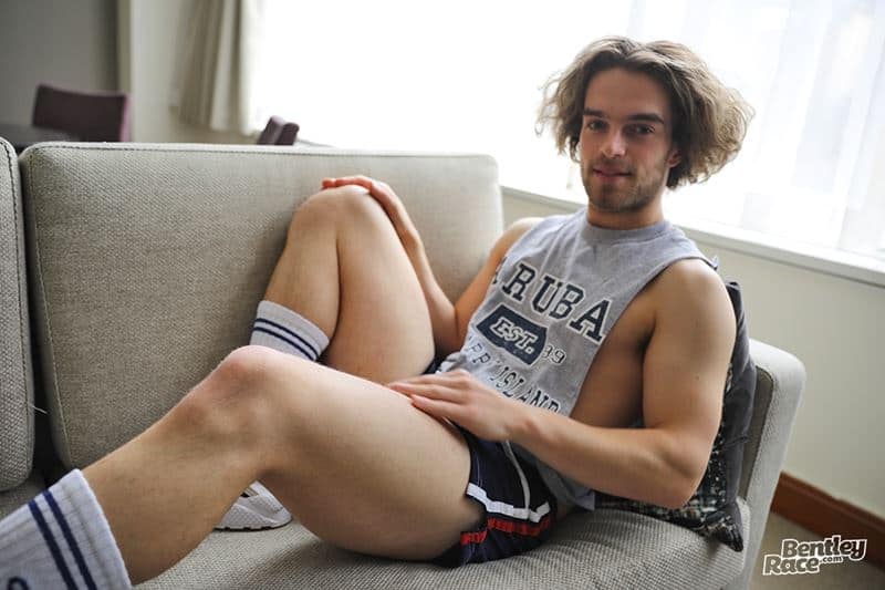 Young curly haired Aussie boy Reece Anderson strips naked shiny shorts muscle t shirt jerking huge uncut dick 003 gay porn pics - Young curly haired Aussie boy Reece Anderson strips out of his shiny shorts and muscle t-shirt jerking his huge uncut dick