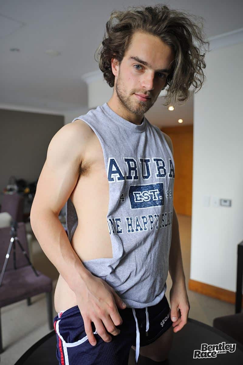 Young curly haired Aussie boy Reece Anderson strips naked shiny shorts muscle t shirt jerking huge uncut dick 025 gay porn pics - Young curly haired Aussie boy Reece Anderson strips out of his shiny shorts and muscle t-shirt jerking his huge uncut dick